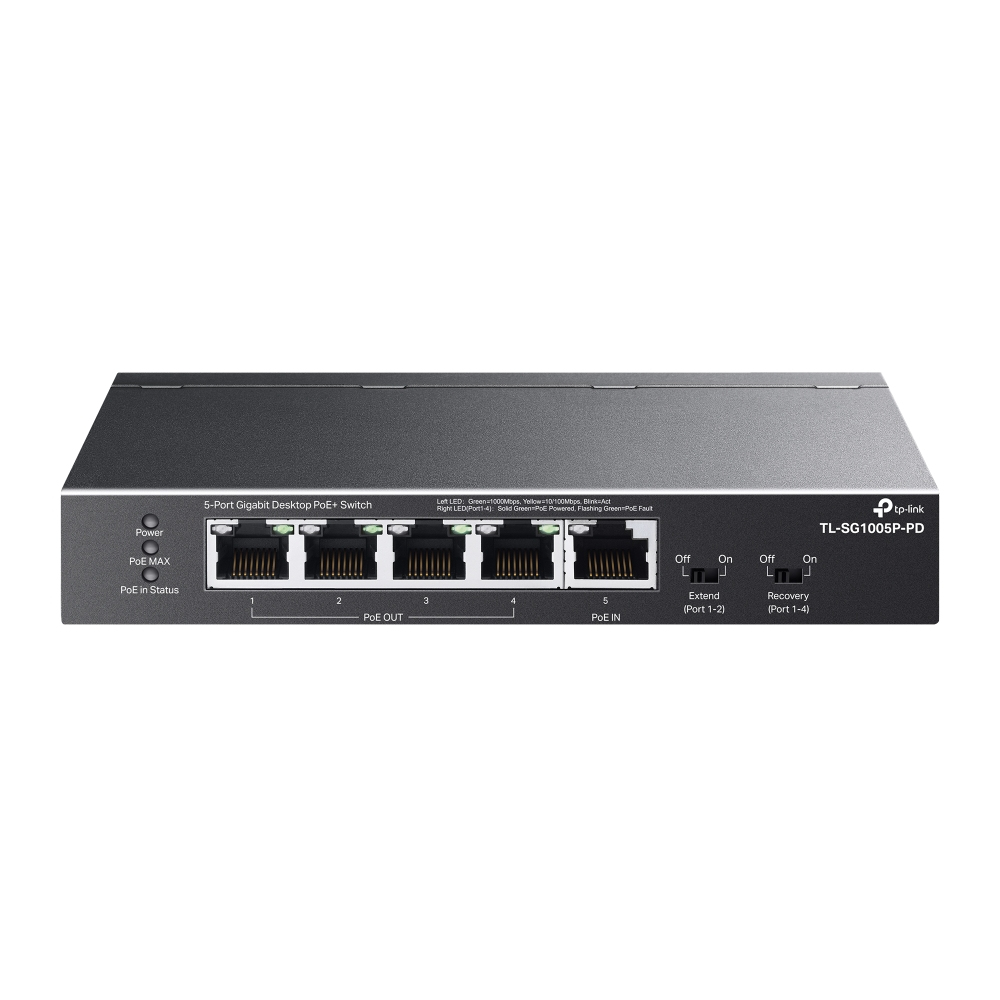 TP-Link TL-SG1005P-PD commutateur réseau Gigabit Ethernet (10/100/1000) Connexion Ethernet, supportant l'alimentation via ce port (PoE) Noir