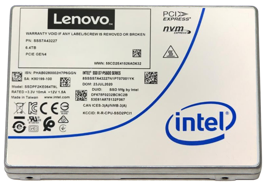 Lenovo 4XB7A17130 disque SSD 2.5" 3200 Go PCI Express 4.0 TLC 3D NAND NVMe
