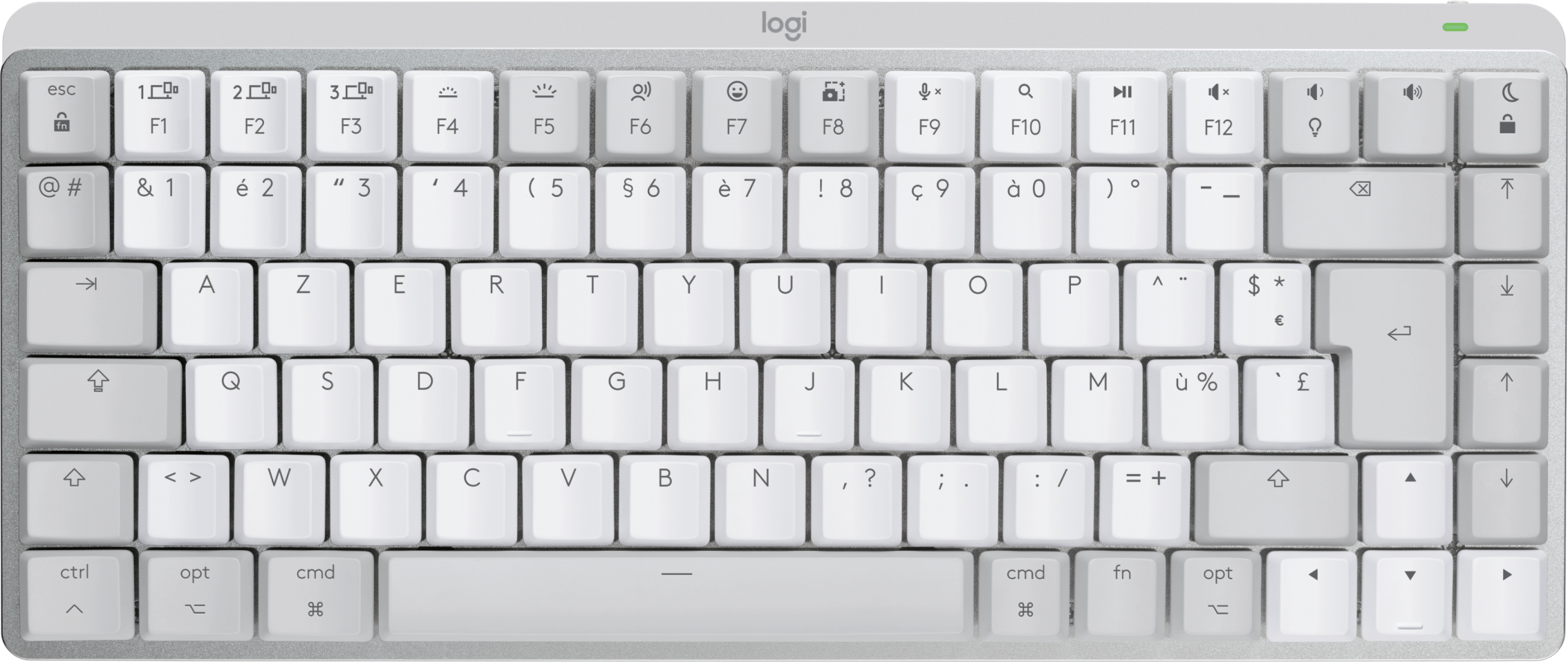 Logitech MX Mini Mechanical for Mac clavier Bluetooth AZERTY Français Gris, Blanc