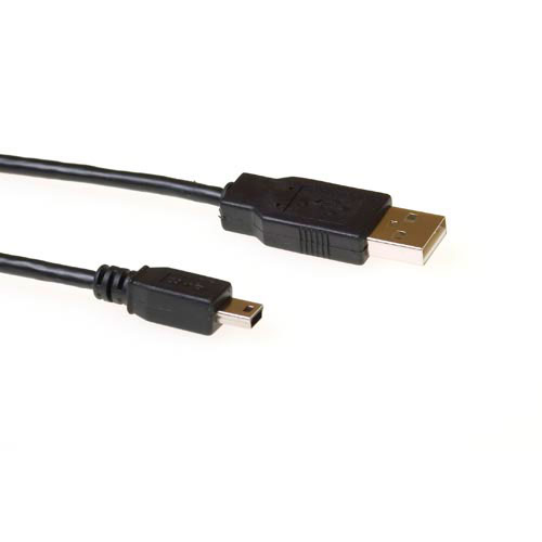 ACT USB 2.0 cable, A - 5 pin Mini B 5.0m câble USB 5 m USB A Mini-USB B Noir