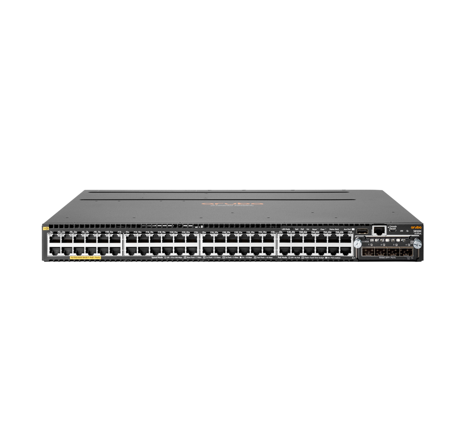 Aruba 3810M 48G PoE+ 4SFP+ 1050W Géré L3 Gigabit Ethernet (10/100/1000) Connexion Ethernet, supportant l'alimentation via ce port (PoE) 1U Gris