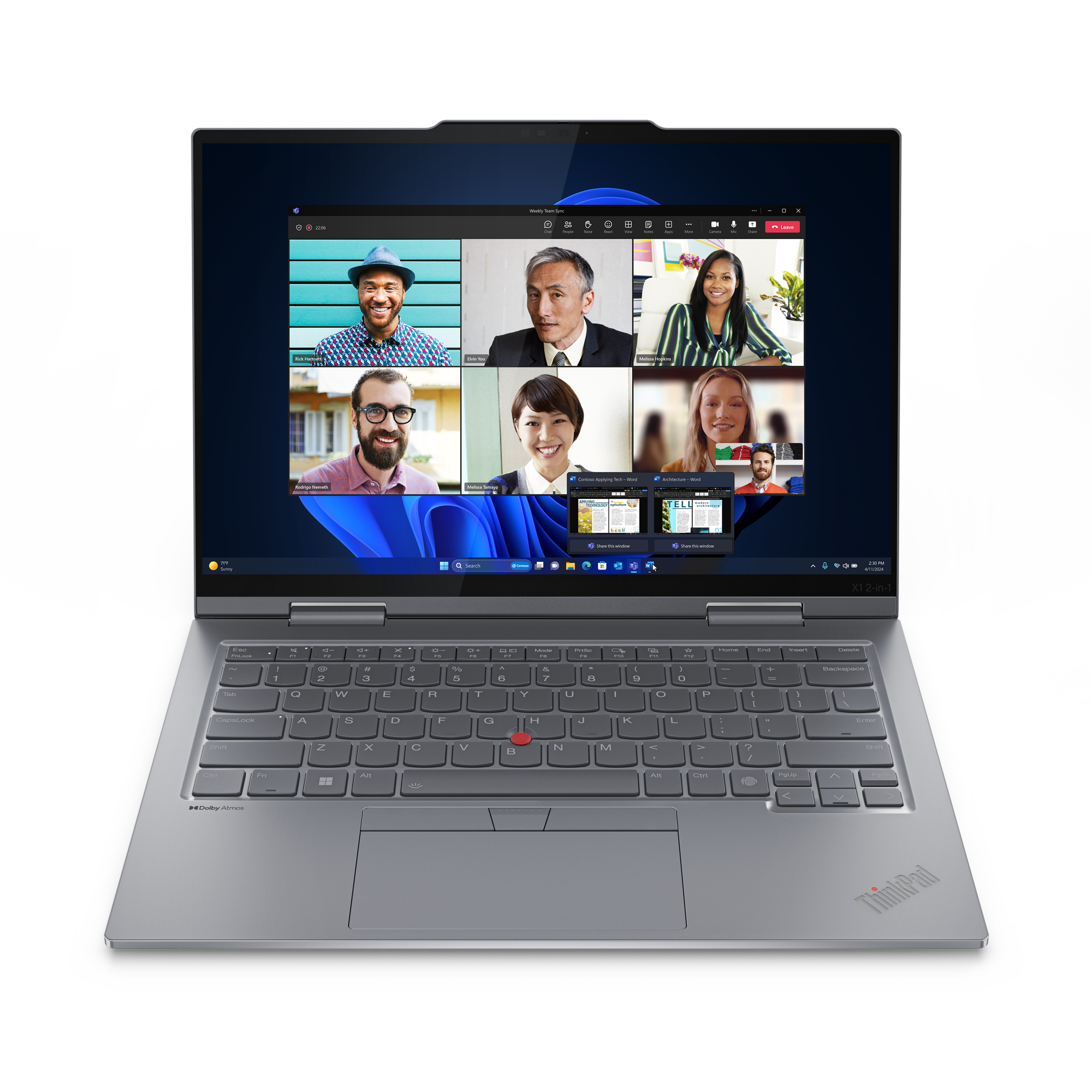 Lenovo ThinkPad X1 2-in-1 Intel Core Ultra 5 125U Hybride (2-en-1) 35,6 cm (14") Écran tactile WUXGA 16 Go LPDDR5x-SDRAM 512 Go SSD Wi-Fi 6E (802.11ax) Windows 11 Pro Gris