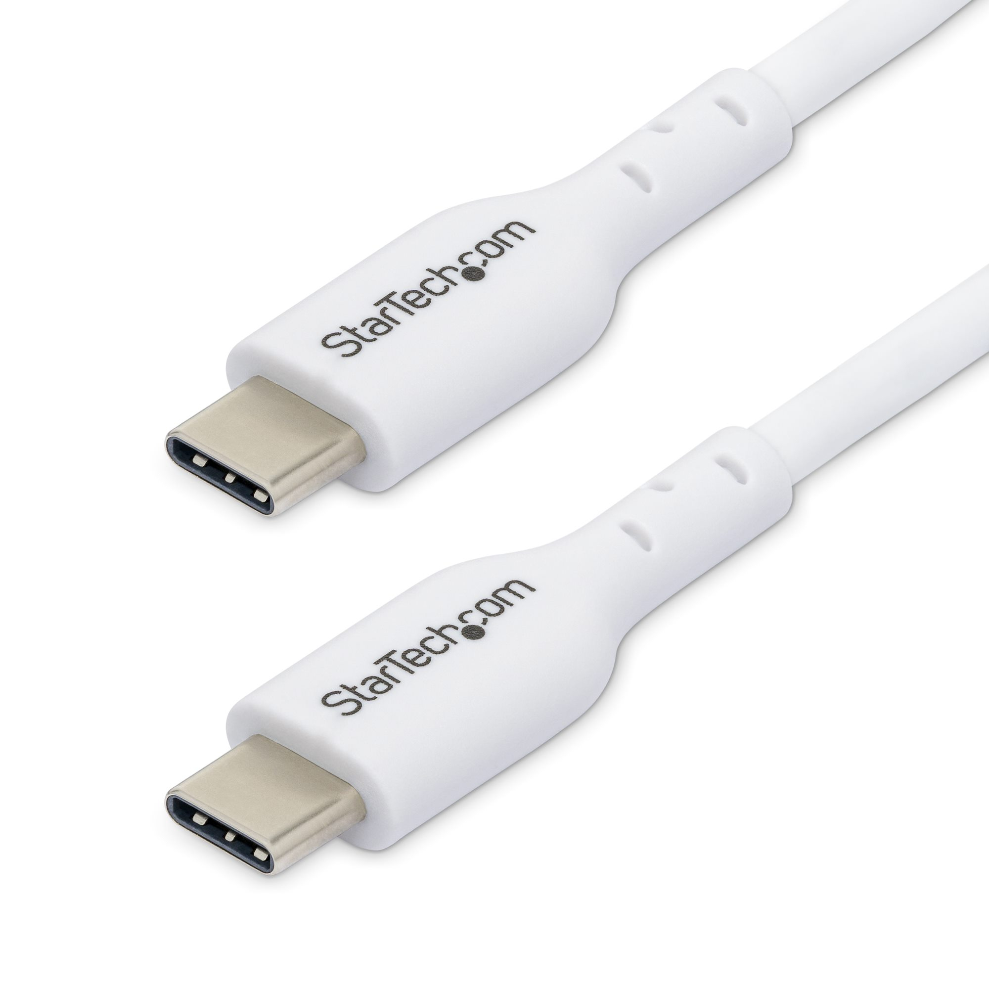 StarTech.com Câble de Charge USB-C de 3m, Câble USB- C, USB 2.0 (480mbps) Câble Chargeur Portable, Alimentation 60W 3A, Gaine TPE, Câble Data USB-C, Blanc, M/M