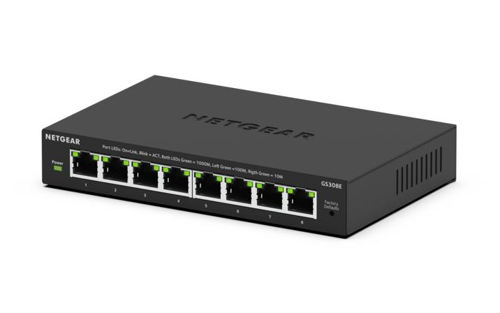 NETGEAR GS308E Géré L2/L3 Gigabit Ethernet (10/100/1000) Connexion Ethernet, supportant l'alimentation via ce port (PoE) Noir