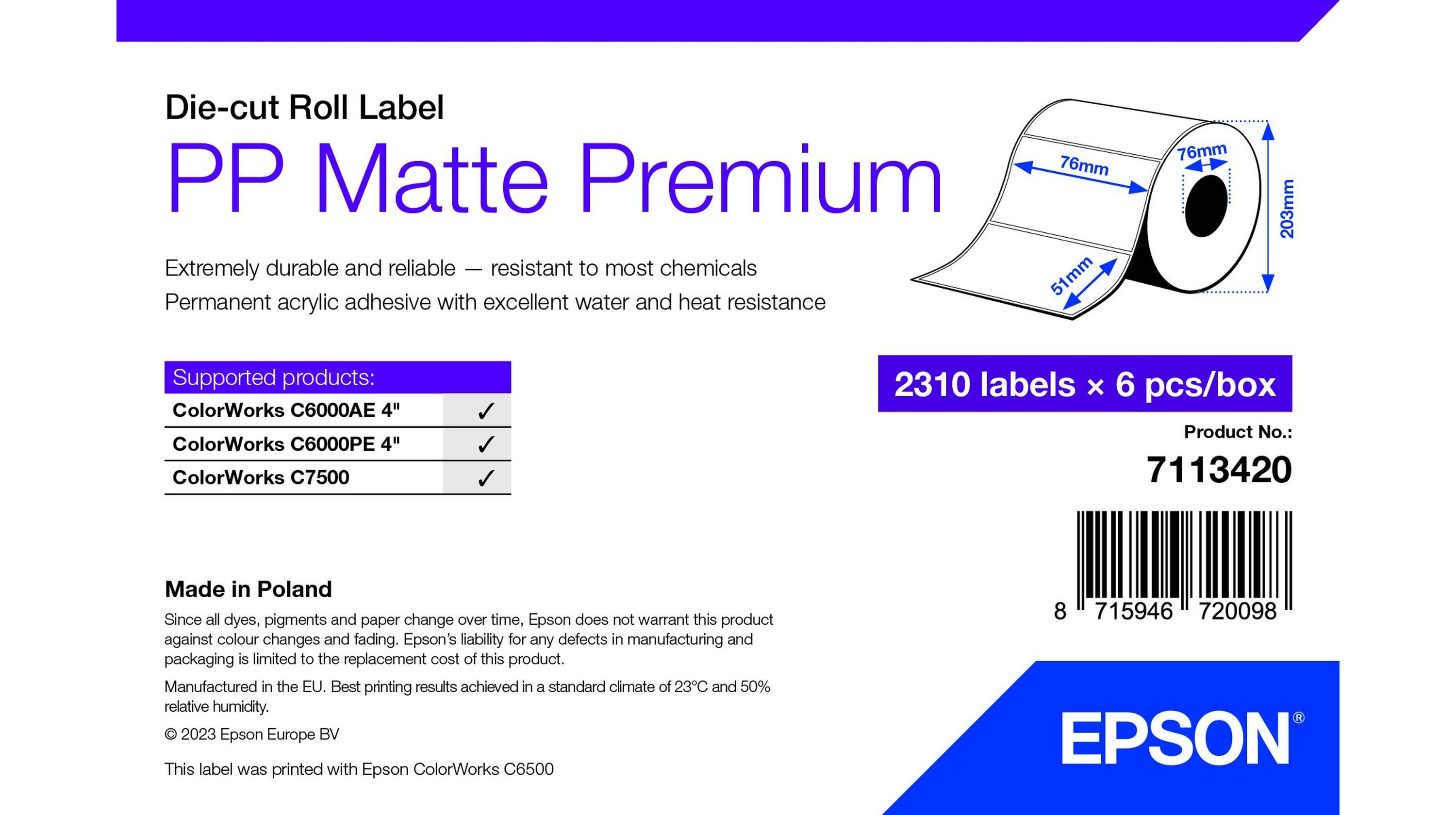 Epson 7113420 étiquette à imprimer Blanc Imprimante d'étiquette adhésive