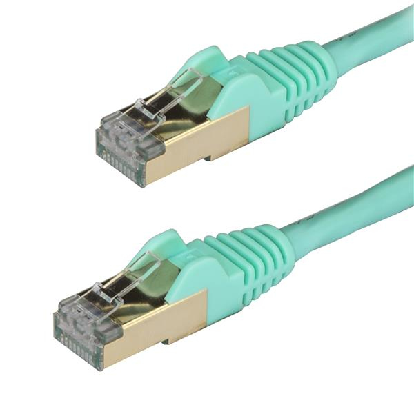 StarTech.com Cordon de raccordement CAT6a (7,5 m) sans crochet - Câble patch RJ45 - Turquoise