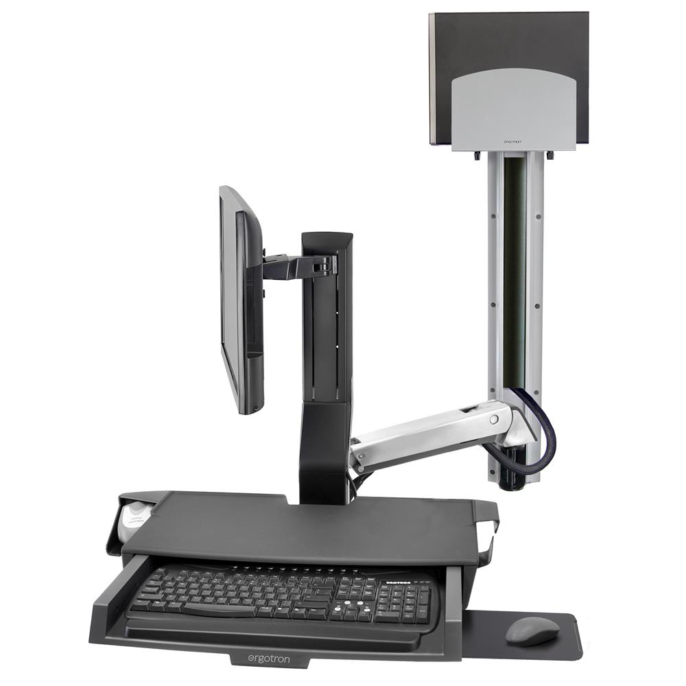 Ergotron SV Combo System with Worksurface & Pan, Medium CPU Holder