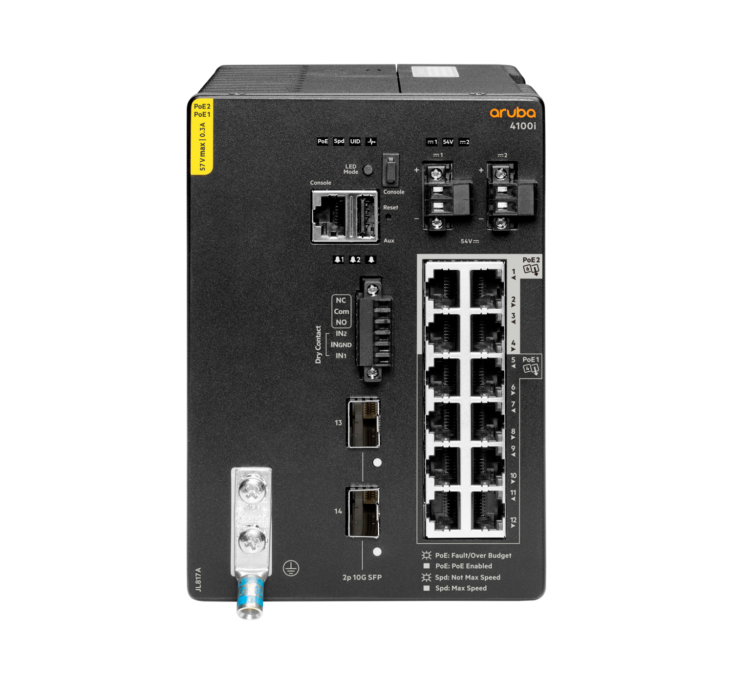 Aruba 4100i Géré L2 Gigabit Ethernet (10/100/1000) Connexion Ethernet, supportant l'alimentation via ce port (PoE) 4U Noir