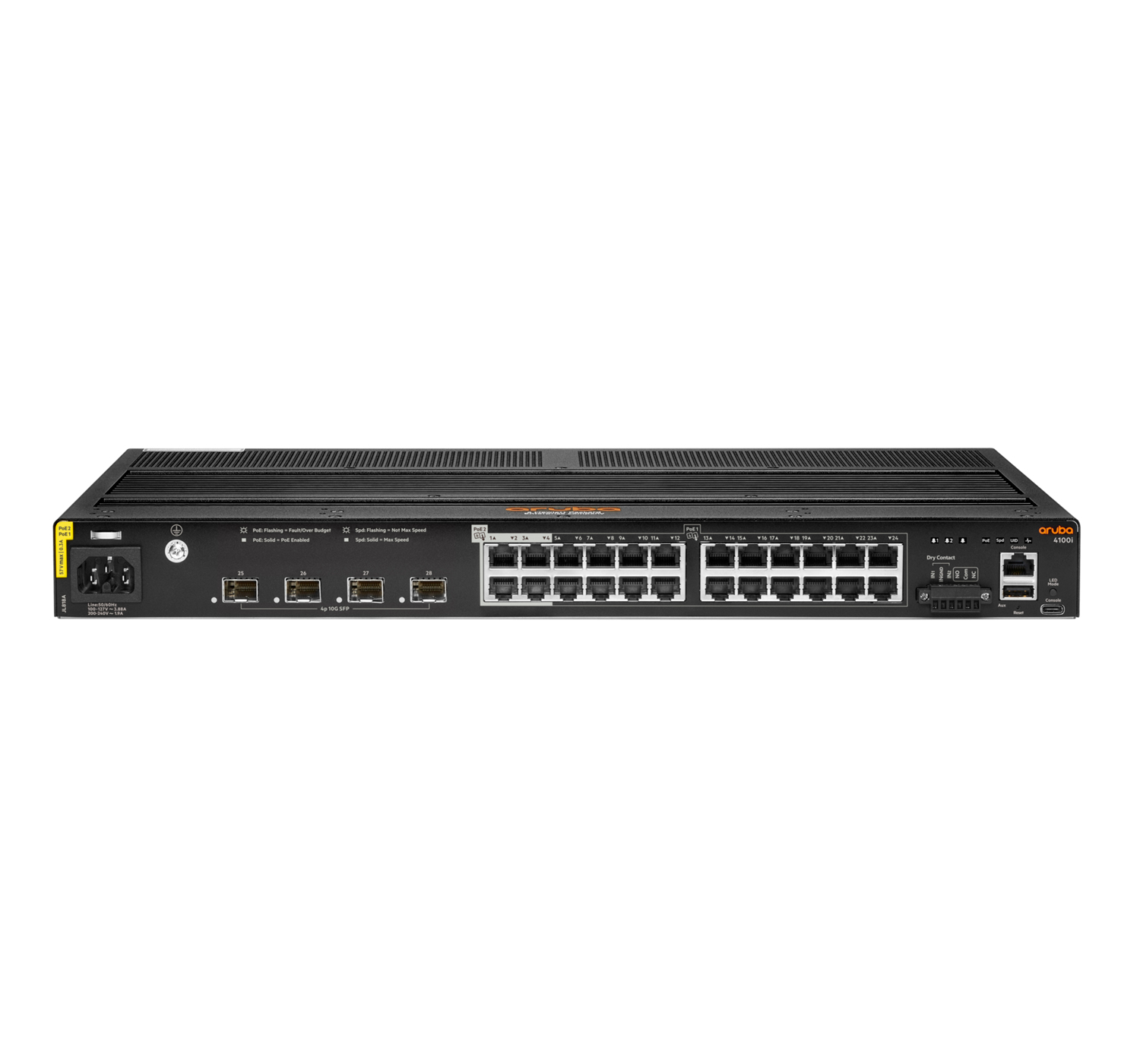 Aruba 4100i Géré L2 Gigabit Ethernet (10/100/1000) Connexion Ethernet, supportant l'alimentation via ce port (PoE) 1U Noir