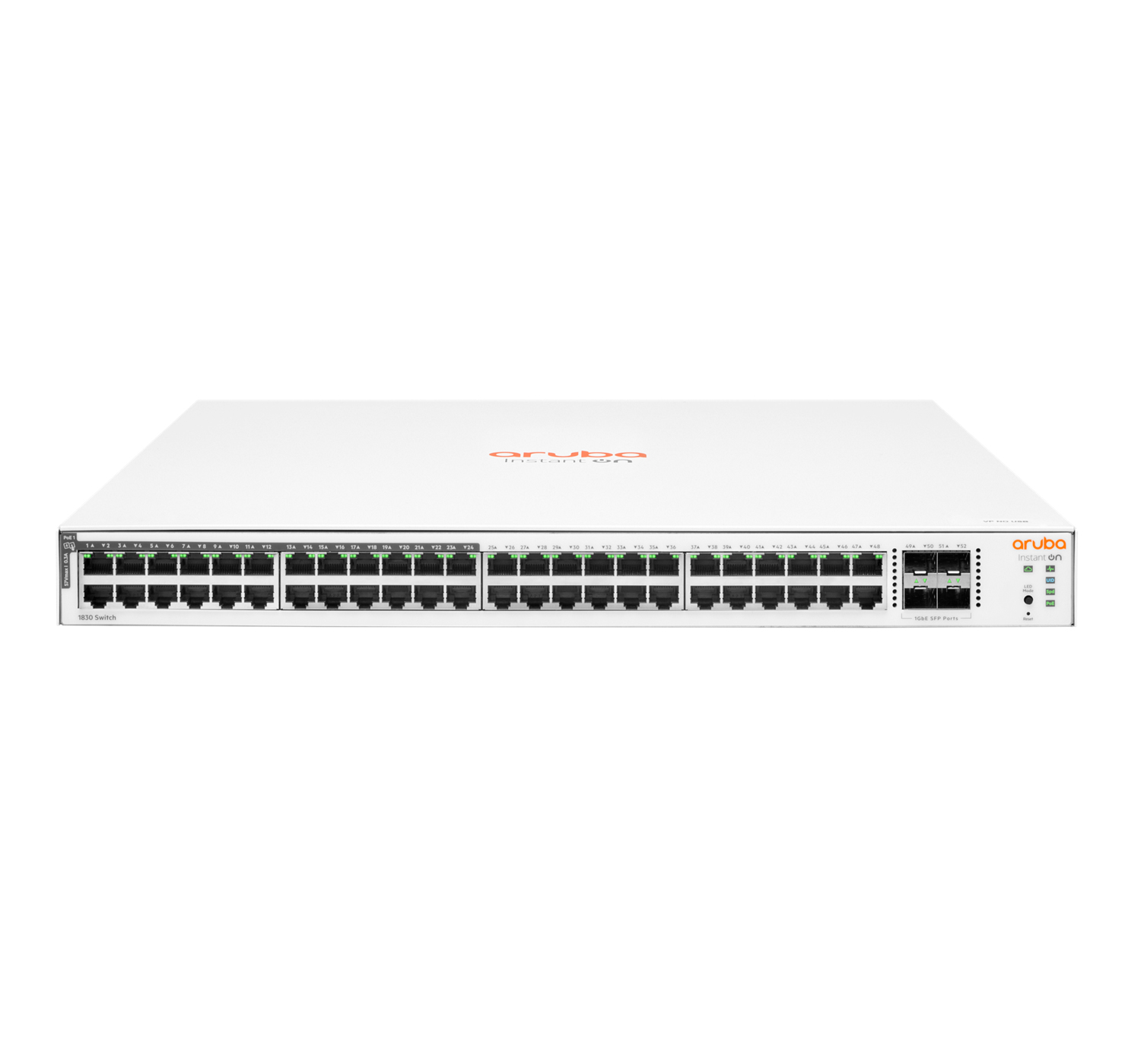 Aruba Instant On 1830 48G 24p Class4 PoE 4SFP 370W Géré L2 Gigabit Ethernet (10/100/1000) Connexion Ethernet, supportant l'alimentation via ce port (PoE) 1U