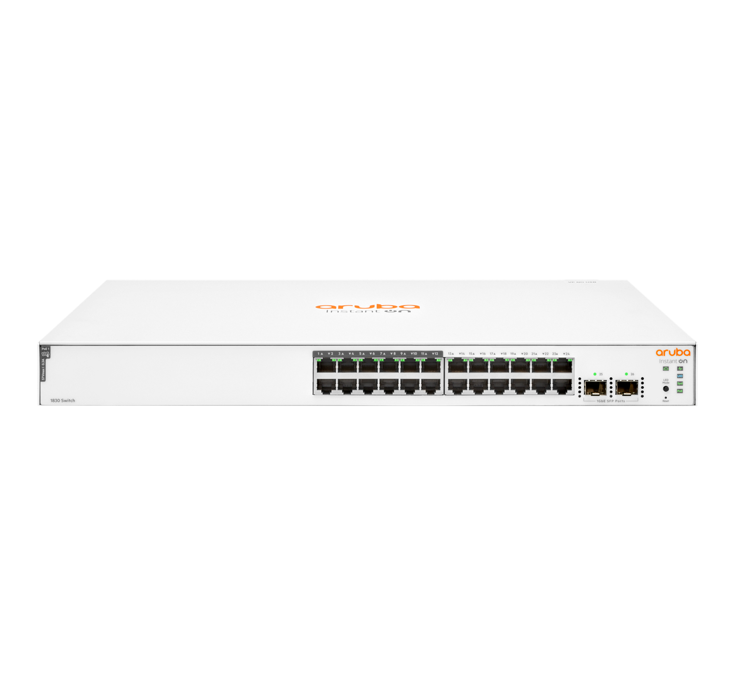 Aruba Instant On 1830 24G 12p Class4 PoE 2SFP 195W Géré L2 Gigabit Ethernet (10/100/1000) Connexion Ethernet, supportant l'alimentation via ce port (PoE) 1U