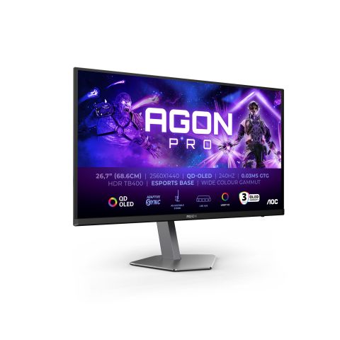 AOC AGON PRO AG276QZD2 écran plat de PC 67,8 cm (26.7") 2560 x 1440 pixels Quad HD QDOLED Gris