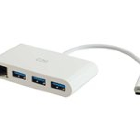 C2G USB C Ethernet and 3 Port USB Hub White