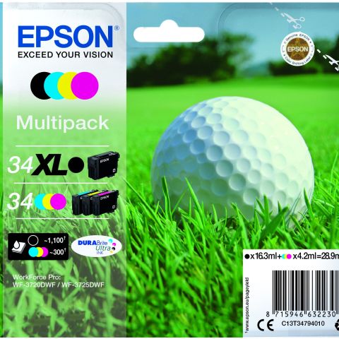 Epson Golf ball C13T34794010 cartouche d'encre 1 pièce(s) Original Rendement élevé (XL) Noir, Cyan, Magenta, Jaune