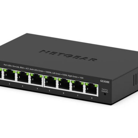 NETGEAR GS308E Géré L2/L3 Gigabit Ethernet (10/100/1000) Connexion Ethernet, supportant l'alimentation via ce port (PoE) Noir