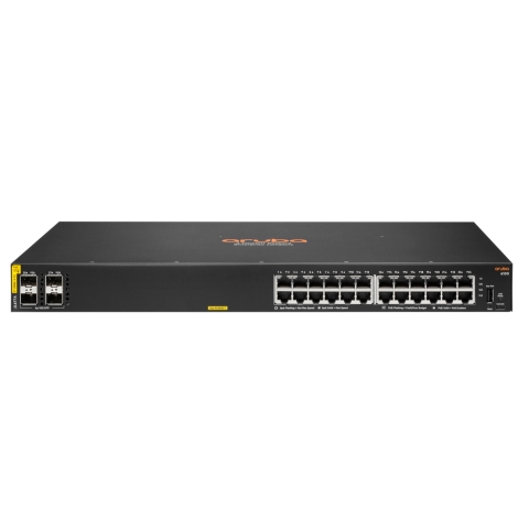 Aruba 6100 24G Class4 PoE 4SFP+ 370W Géré L3 Gigabit Ethernet (10/100/1000) Connexion Ethernet, supportant l'alimentation via ce port (PoE) 1U Noir