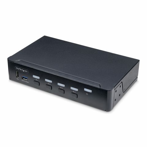 StarTech.com Switch KVM DisplayPort 4 Ports, Moniteur Unique 4K 60Hz, 6 Ports USB, Commutation par Touche de Raccourci et Bouton-Poussoir, DisplayPort 1.2, Commutateur KVM, Indépendant de l'OS, Conforme TAA