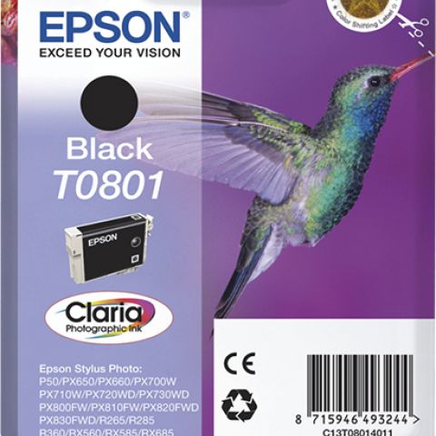 Ink Cartridge T0801 Black Blister W/ RF+