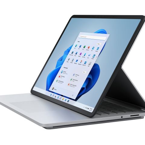 Microsoft Surface Laptop Studio Hybride (2-en-1) 36,6 cm (14.4") Écran tactile Intel® Core™ i7 i7-11370H 32 Go LPDDR4x-SDRAM 1 To SSD NVIDIA RTX A2000 Wi-Fi 6 (802.11ax) Windows 11 Pro Platine