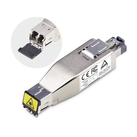 StarTech.com Convertisseur de Média Ethernet Gigabit Fibre vers RJ45, Optique Monomode 10km/Multimode 800m, Alimentation PoE, Design Compact, Boîtier Métallique, Micro Mini, TAA