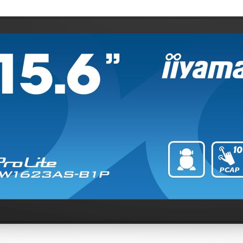 iiyama TW1623AS-B1P affichage de messages Écran plat interactif 39,6 cm (15.6") Wifi 450 cd/m² Double Full HD Noir Écran tactile Intégré dans le processeur Android 24/7