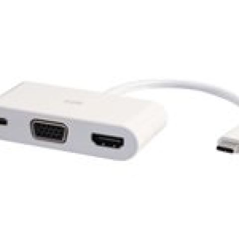 USB C to HDMI VGA Adapter w/Power White